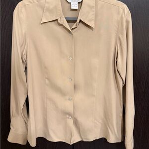 Silk Beige Button-Up Blouse
